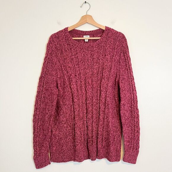L.L. Bean Cotton Cable Knit Heather Crewneck Pullover Fisherman Sweater sz 2X - Picture 1 of 7